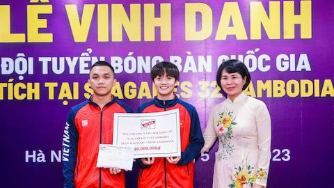 Giành thành tích xuất sắc tại SEA Games 32, bóng bàn Việt Nam được thưởng 600 triệu đồng